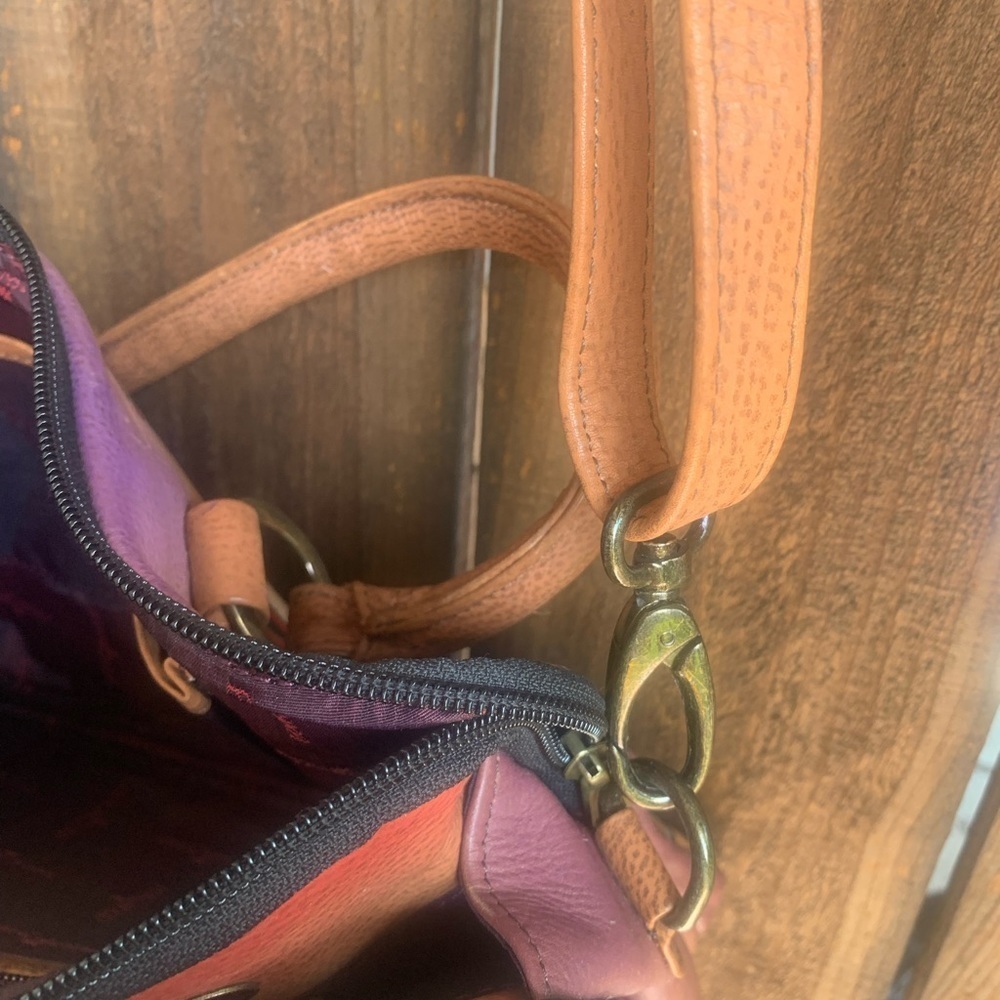 ANUSCHKA Women's Hand Painted Leather Rose Safari Satchel Bag w/ Shoulder Strap - Picture 10 of 11